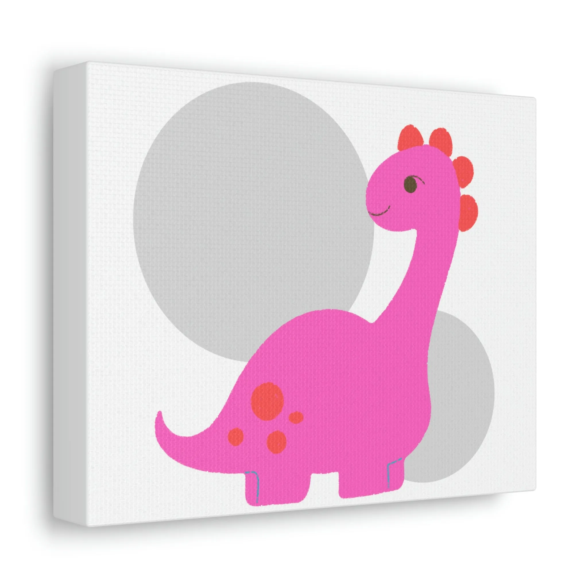 Light Pink Long Neck Dinosaur Stretched Canvas