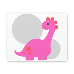 Light Pink Long Neck Dinosaur Stretched Canvas