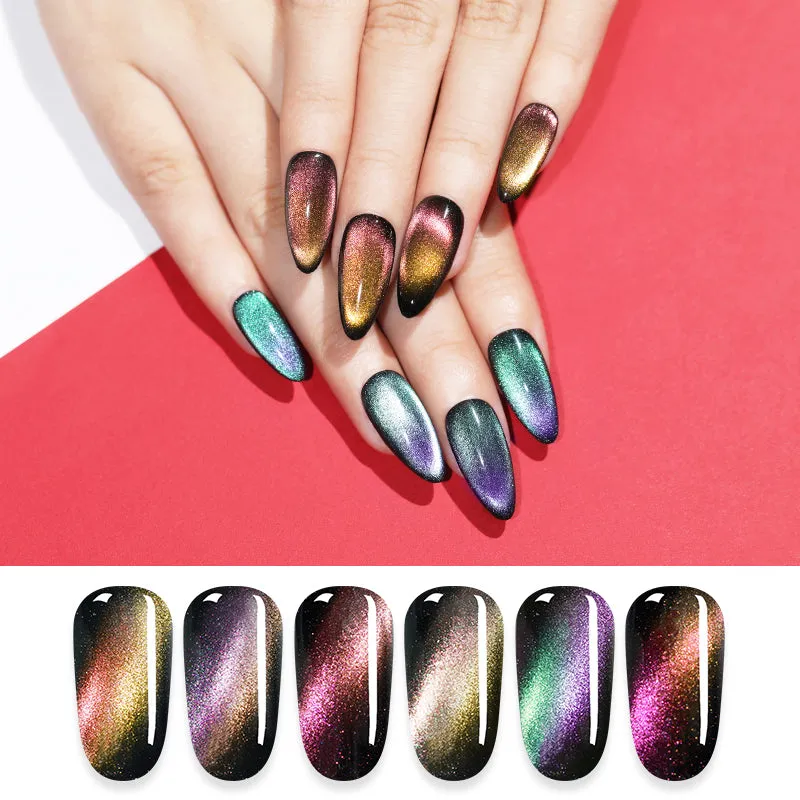 LILYCUTE 9D Chameleon Magnetic Gel Nail Polish Long Lasting Shining Laser 5ml Cat Eye Nail Art Gel Soak Off UV LED Gel Varnish