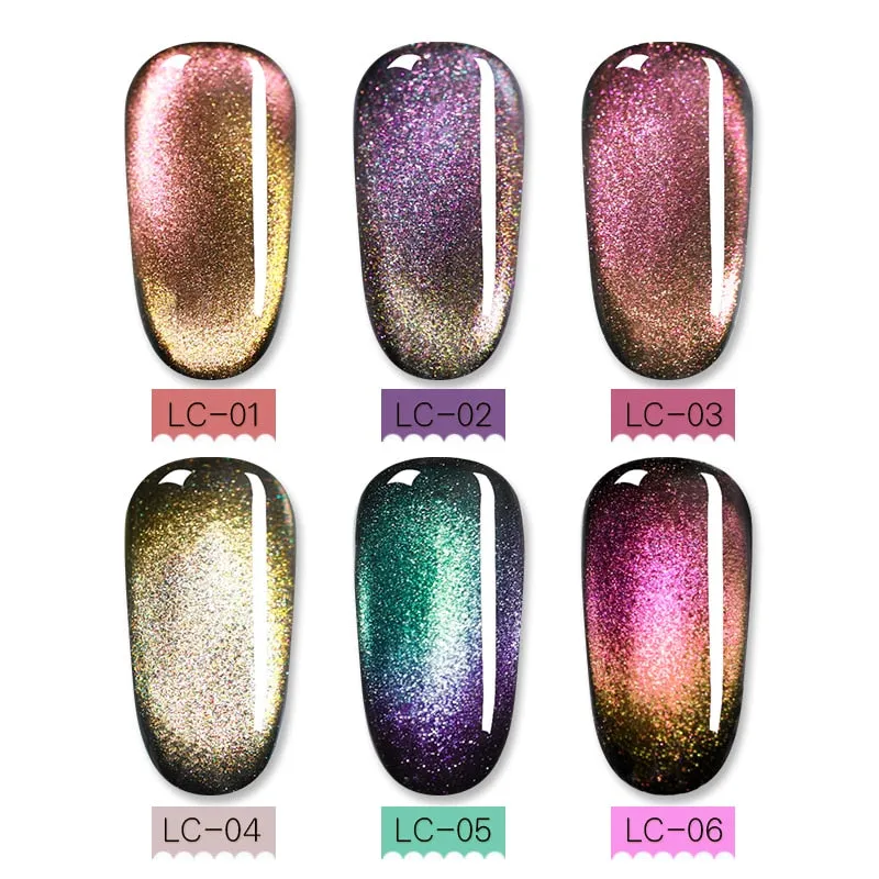 LILYCUTE 9D Chameleon Magnetic Gel Nail Polish Long Lasting Shining Laser 5ml Cat Eye Nail Art Gel Soak Off UV LED Gel Varnish