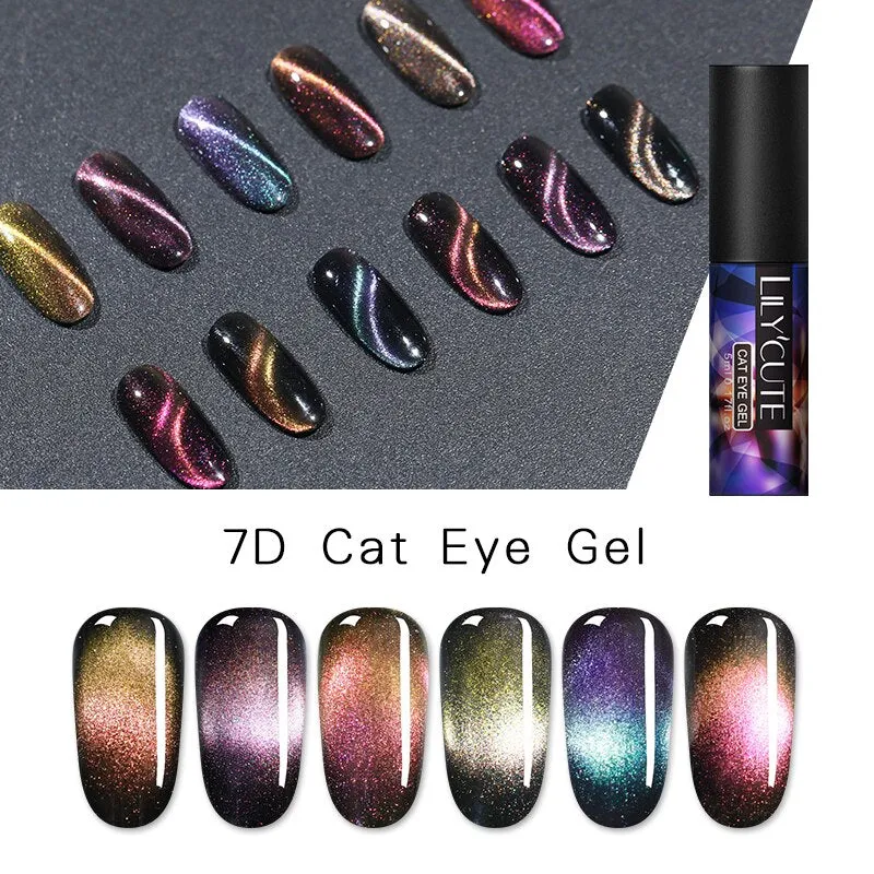 LILYCUTE 9D Chameleon Magnetic Gel Nail Polish Long Lasting Shining Laser 5ml Cat Eye Nail Art Gel Soak Off UV LED Gel Varnish
