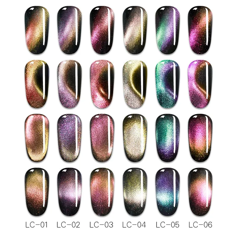LILYCUTE 9D Chameleon Magnetic Gel Nail Polish Long Lasting Shining Laser 5ml Cat Eye Nail Art Gel Soak Off UV LED Gel Varnish