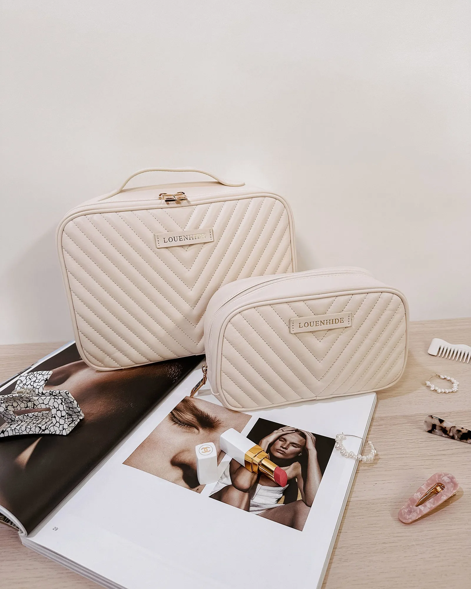 Maggie Lacey Quilted Cosmetic Bag Set