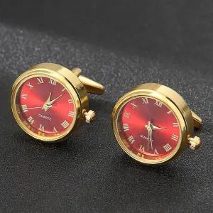 Men's Golden Rotatable Fashion Light Luxury Clock Cufflinks