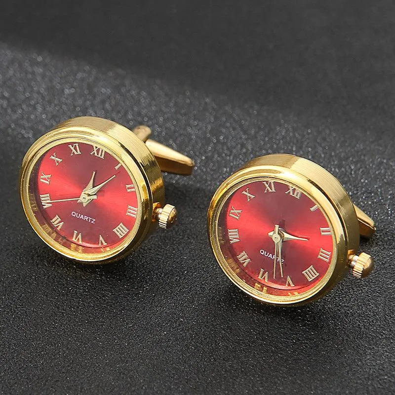 Men's Golden Rotatable Fashion Light Luxury Clock Cufflinks