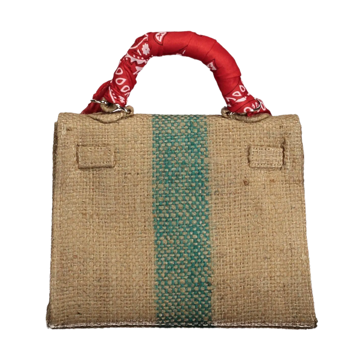 Mini Kelly Style Red Coffee Jute Handbag
