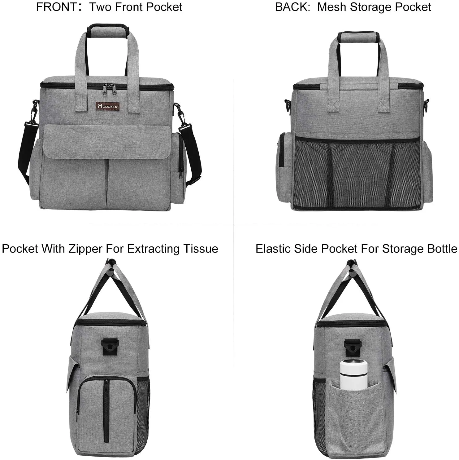 Modoker Dog Travel Bag, Weekend Pet Travel Set for Dog and Cat, Airline Approved Tote Organizer with Multi-Function Pockets (Grey)