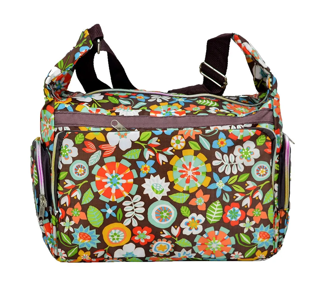 Multicolored Shoulder Bag with Colorful Floral Patterns