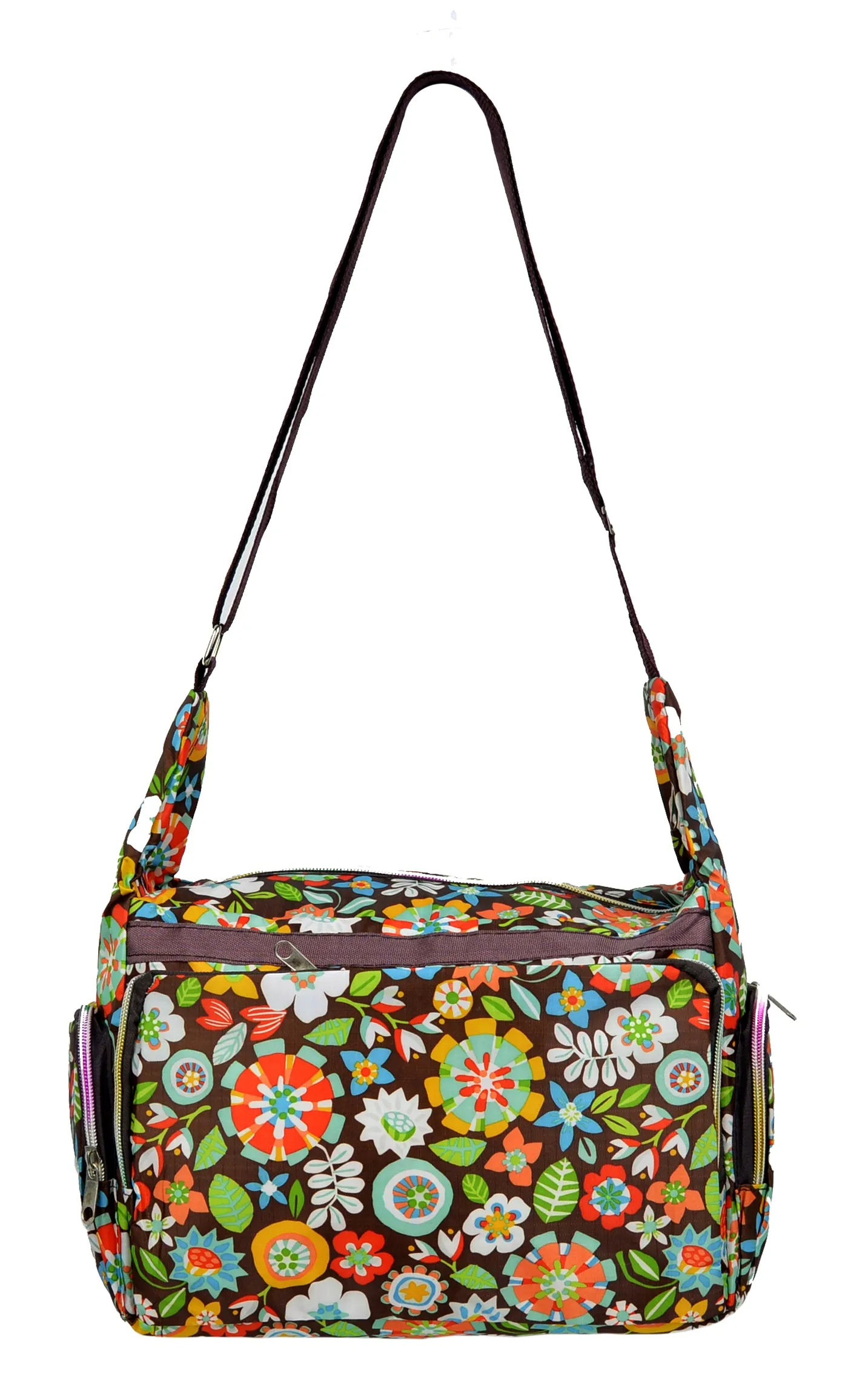 Multicolored Shoulder Bag with Colorful Floral Patterns
