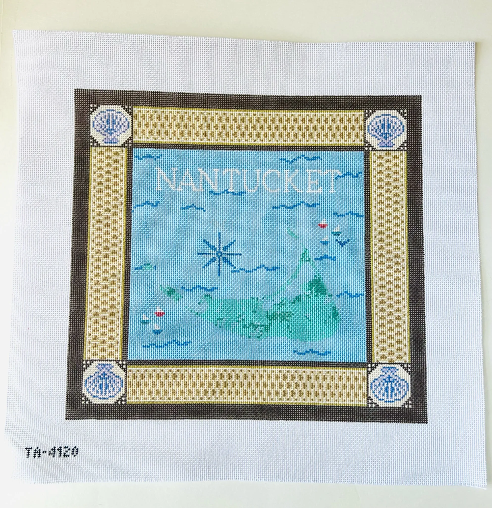 Nantucket with Basket Border Needlepoint Canvas