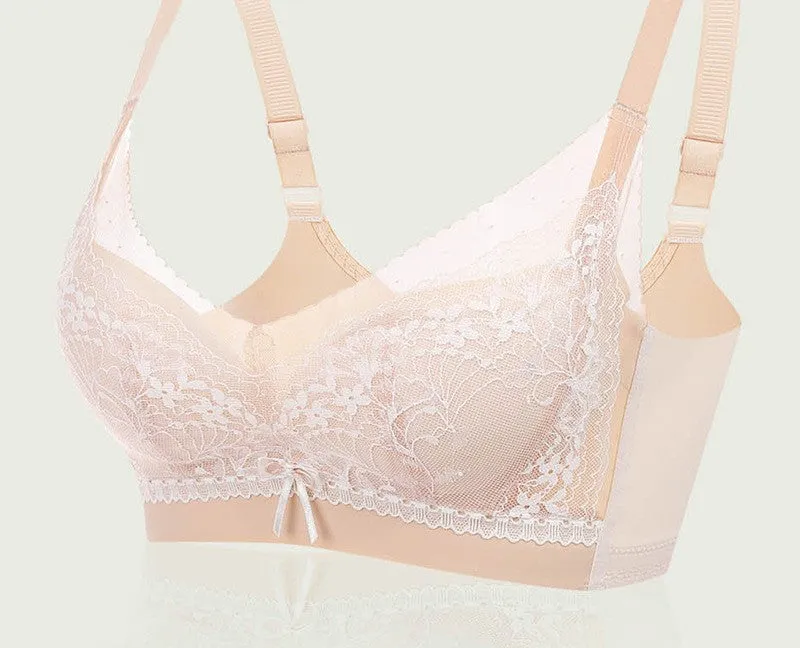 New style underwear for women, boneless, rimless, lace bra, small breast push-up, comfortable, medium-thick cup, adjustable