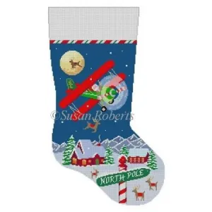 Night Flight Biplane Stocking Canvas