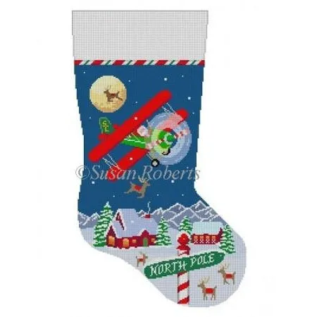 Night Flight Biplane Stocking Canvas