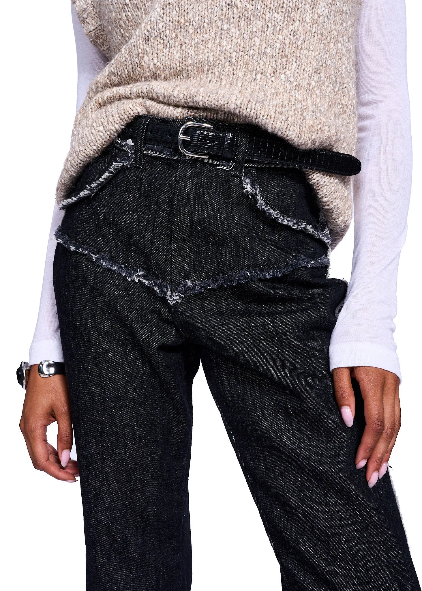 NOIRE LEATHER GOODS Prewitt Croc Belt with Silver Hardware