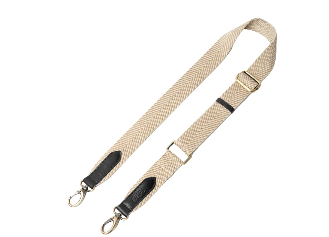 O My Bag - Sand Webbing Strap Black leather