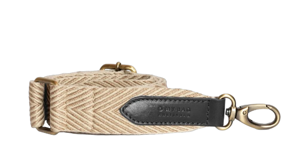 O My Bag - Sand Webbing Strap Black leather