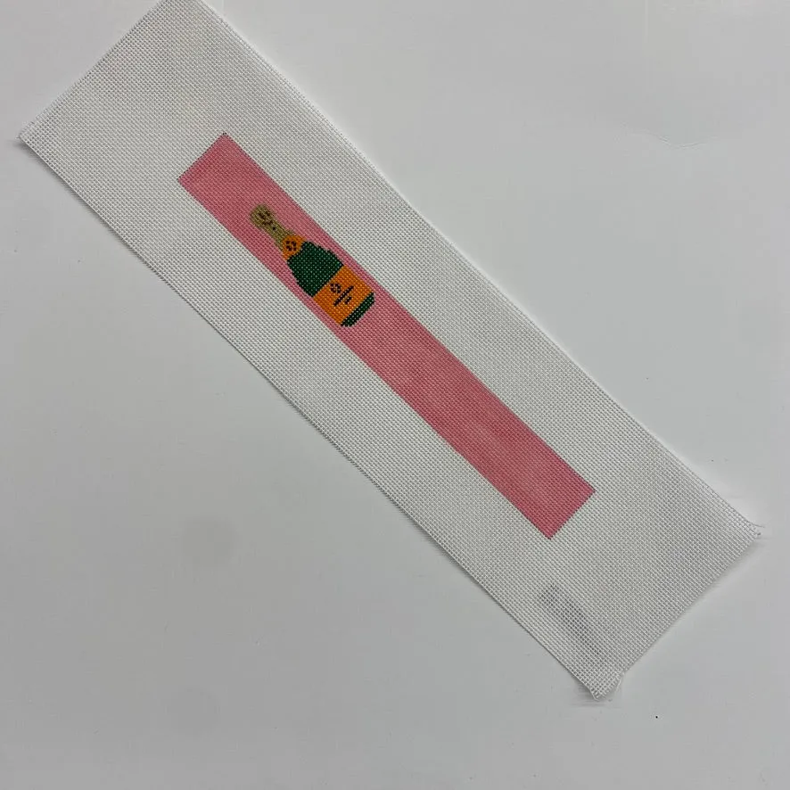 One Champagne Bottle on Pink Key Fob Canvas