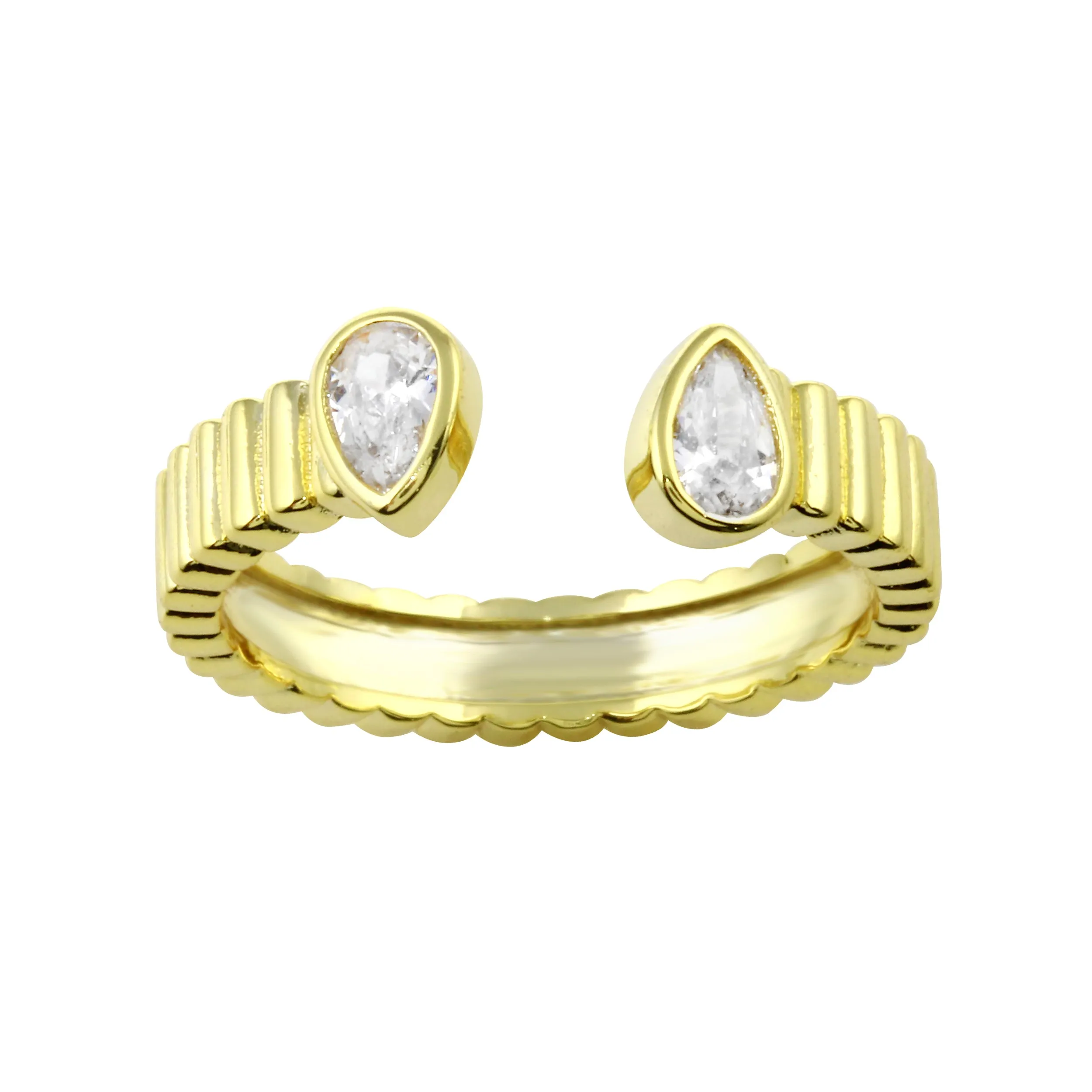 Open Pear Fluted Band