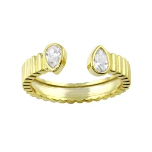 Open Pear Fluted Band