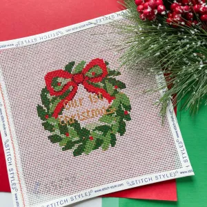 Our First Christmas Wreath Needlepoint Canvas