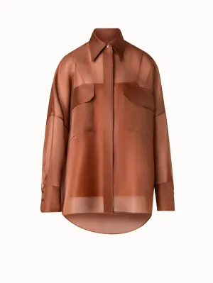 Oversized Semi-Sheer Silk Organza Shirt Blouse