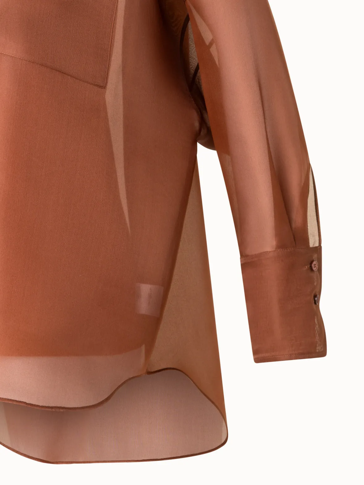 Oversized Semi-Sheer Silk Organza Shirt Blouse