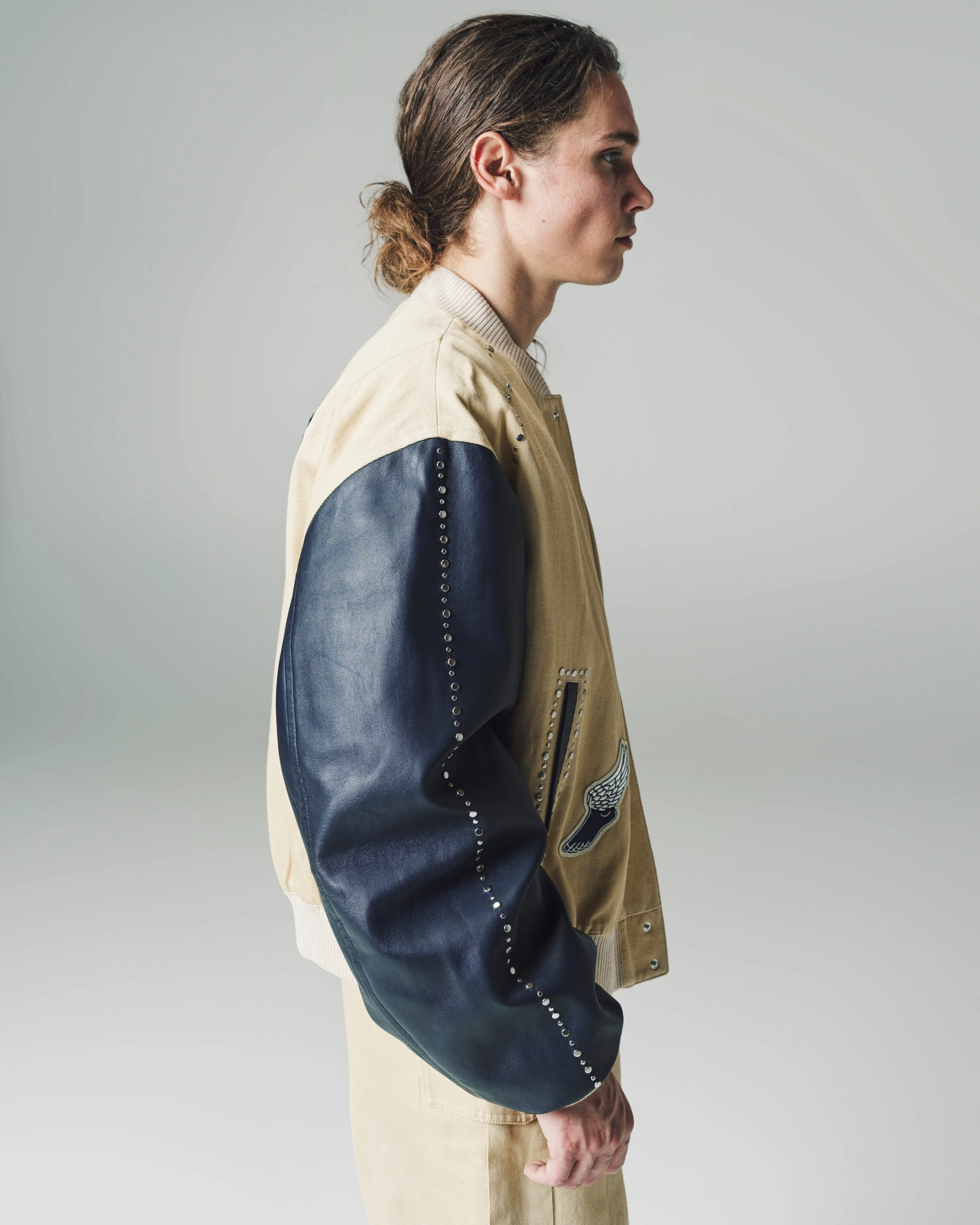 Parsnip & Navy Sky Varsity Jacket