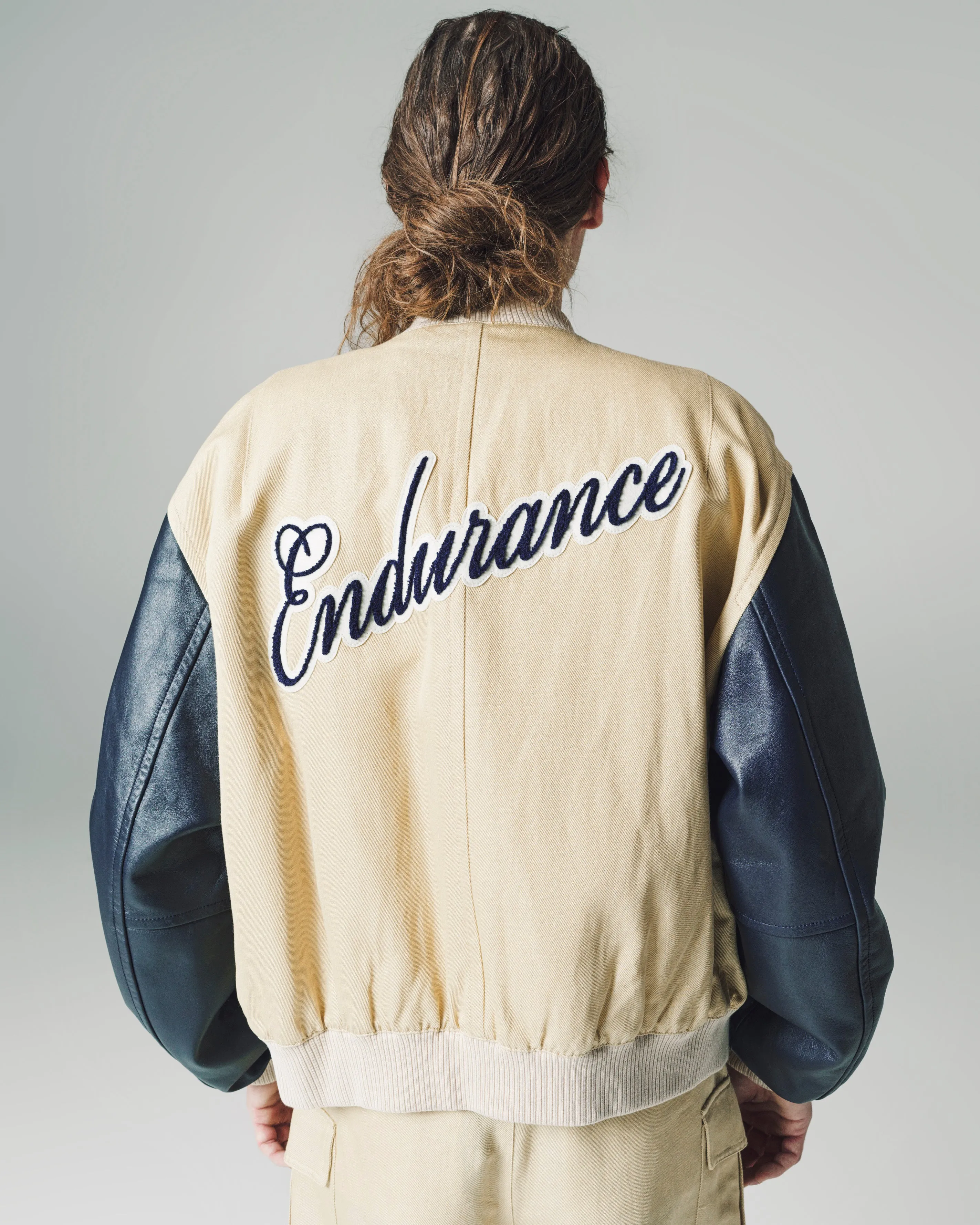 Parsnip & Navy Sky Varsity Jacket