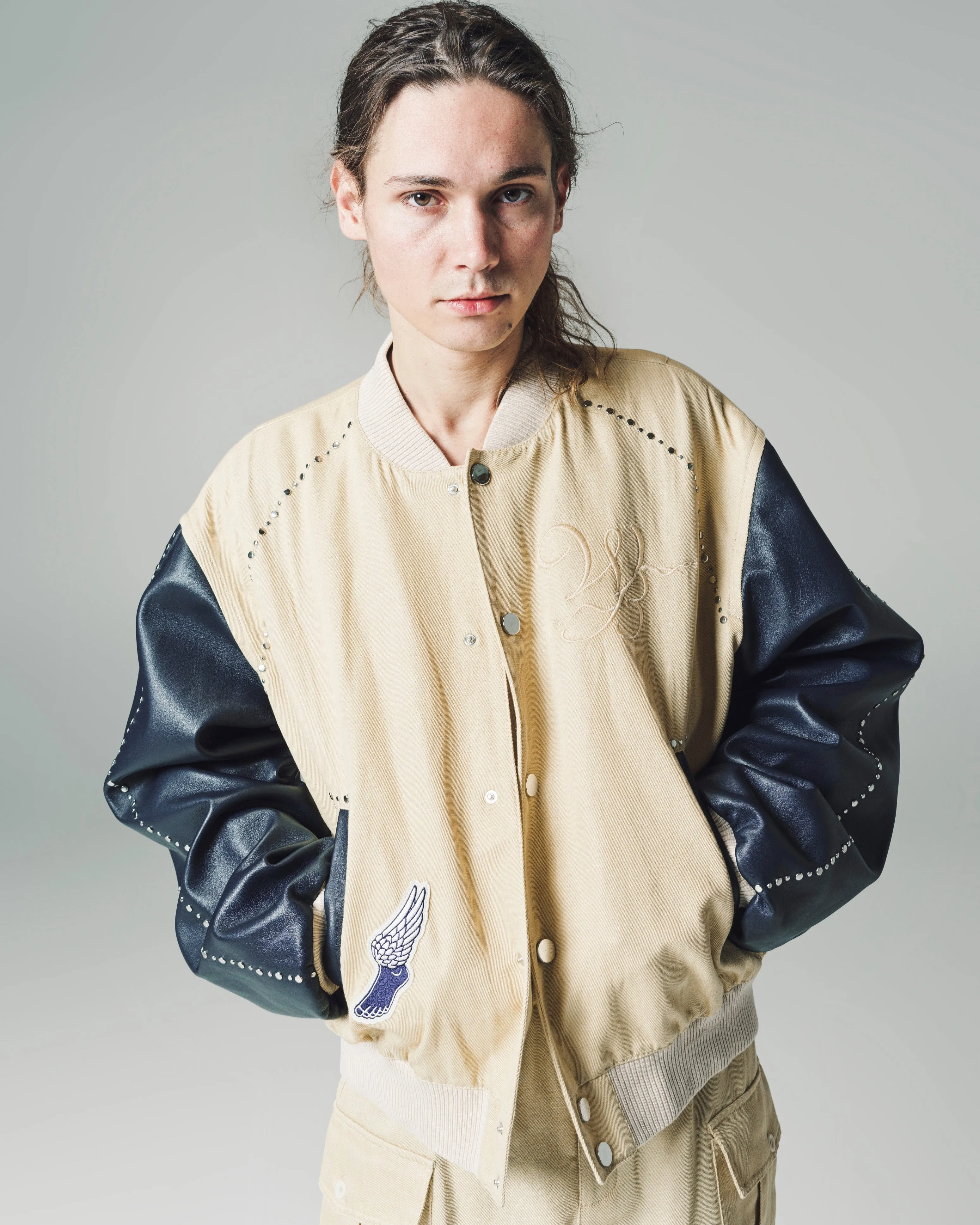 Parsnip & Navy Sky Varsity Jacket