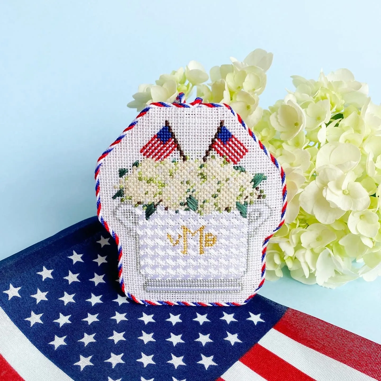 Patriotic Floral Arrangement Needlepoint Canvas