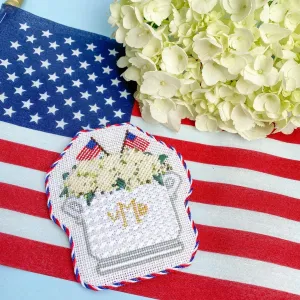 Patriotic Floral Arrangement Needlepoint Canvas