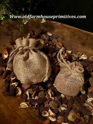 #PBBSPS Primitive Small Burlap Bag Filled "Colonial Spice" Scented Potpourri