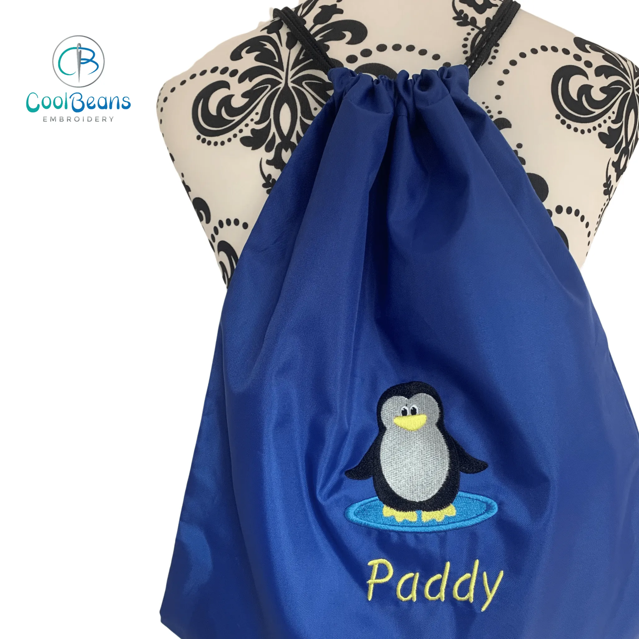Penguin Drawstring Gym Bag - Personalised