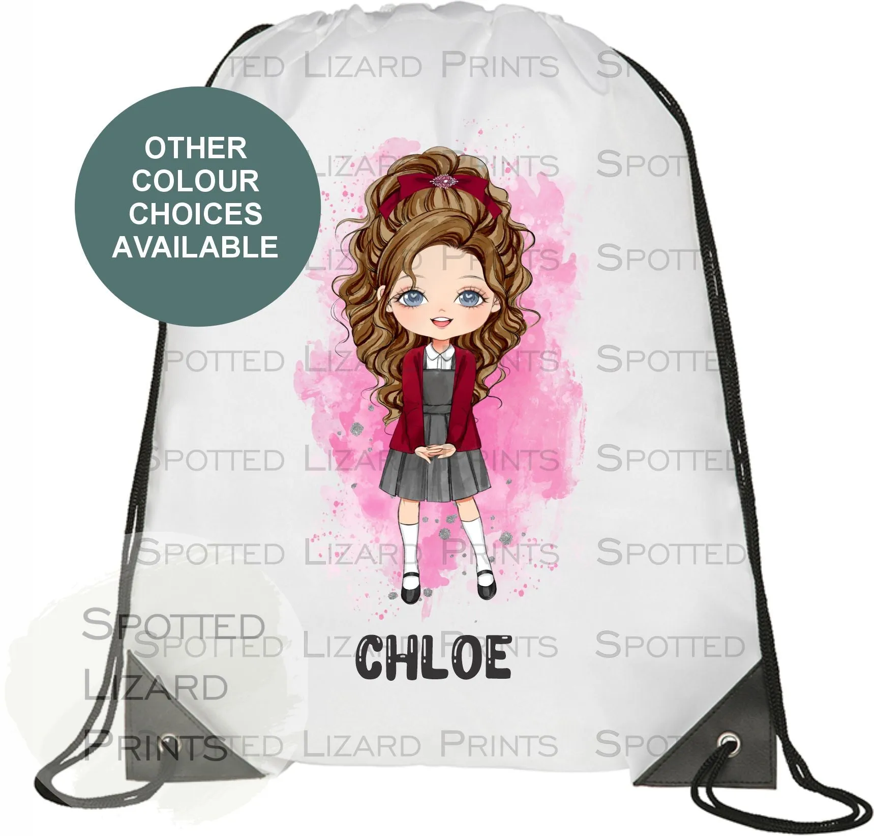 Personalised School Girl Water Bottle, Back to School Water Bottle, Stainless Steel Bottle with Custom Girl Character/School Uniform Design