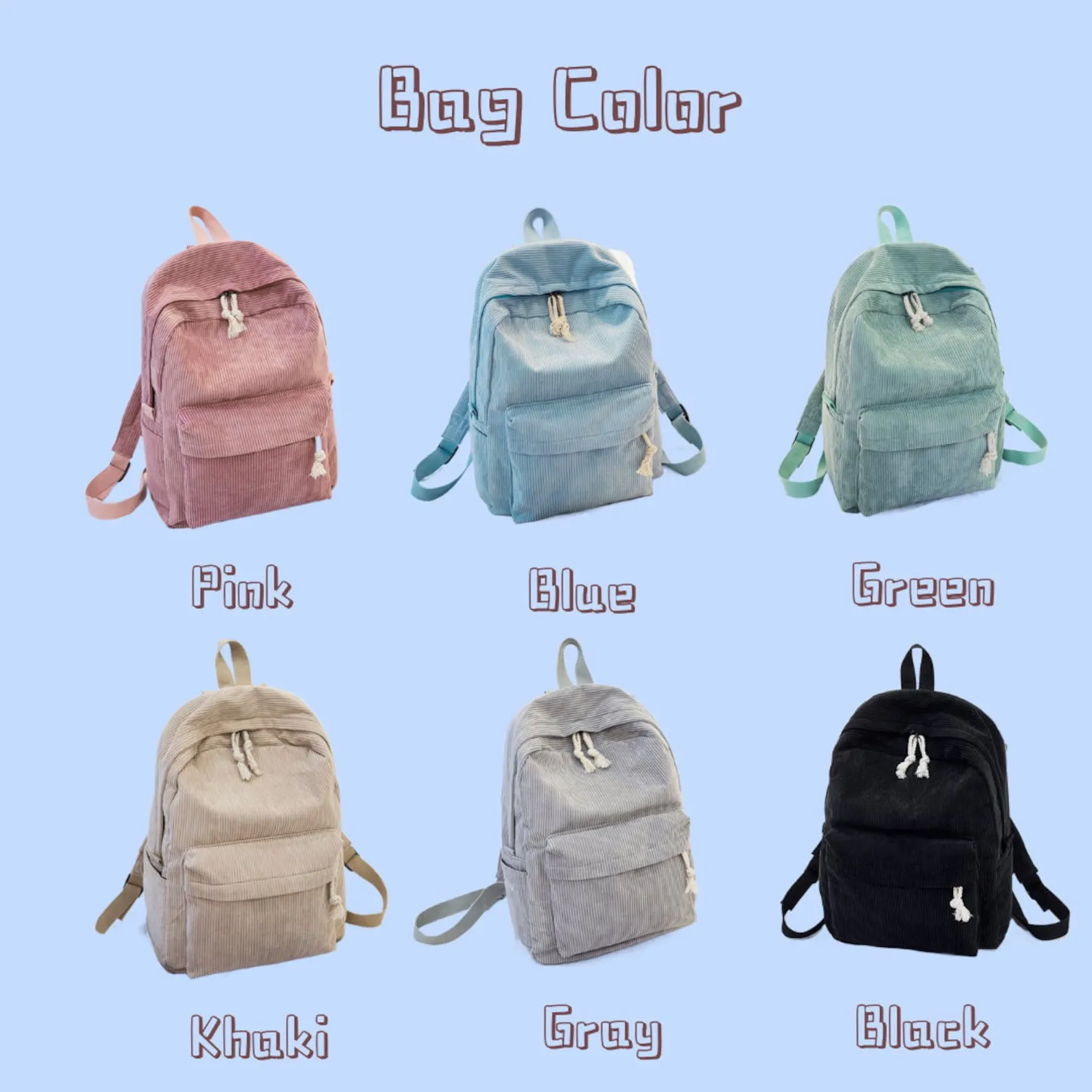 Personalized Corduroy Backpacks: Handmade School Bags with Custom Embroidery for Kids and Toddlers