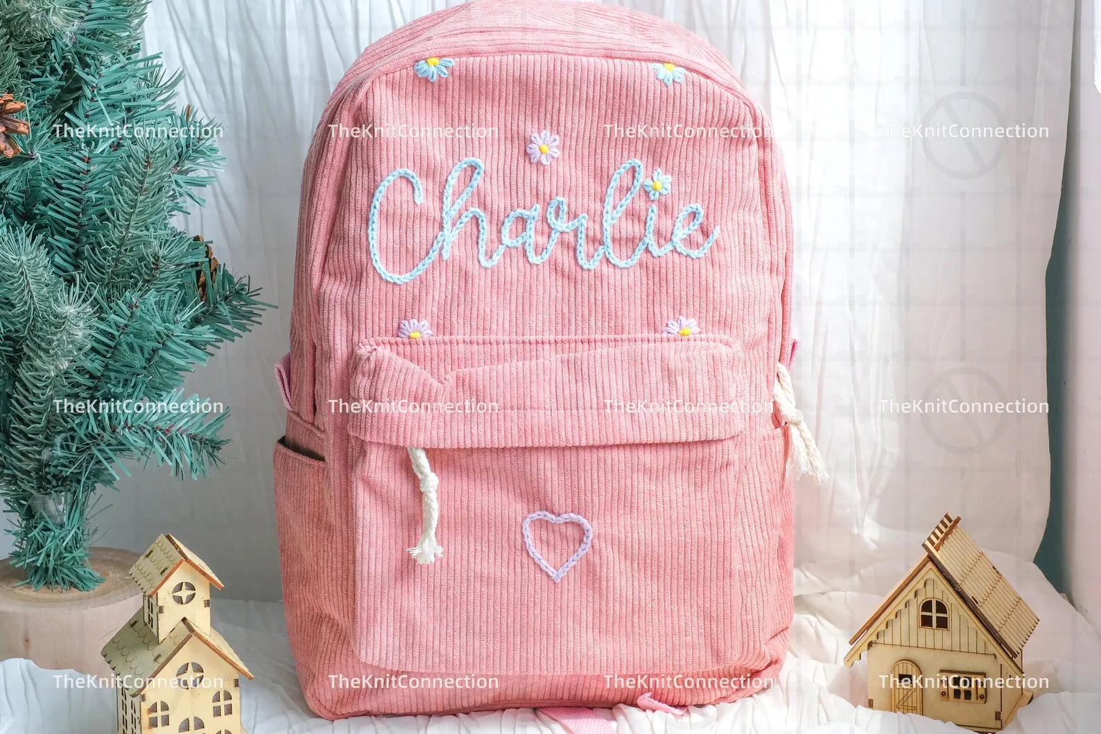 Personalized Corduroy Backpacks: Handmade School Bags with Custom Embroidery for Kids and Toddlers