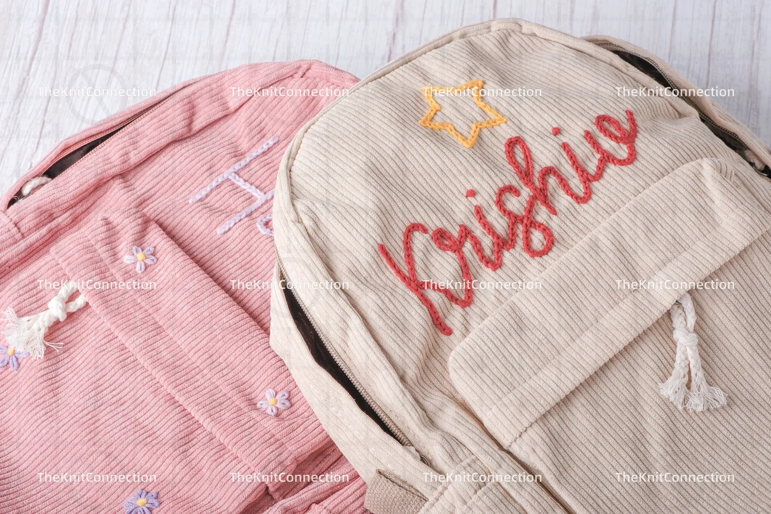 Personalized Corduroy Backpacks: Handmade School Bags with Custom Embroidery for Kids and Toddlers