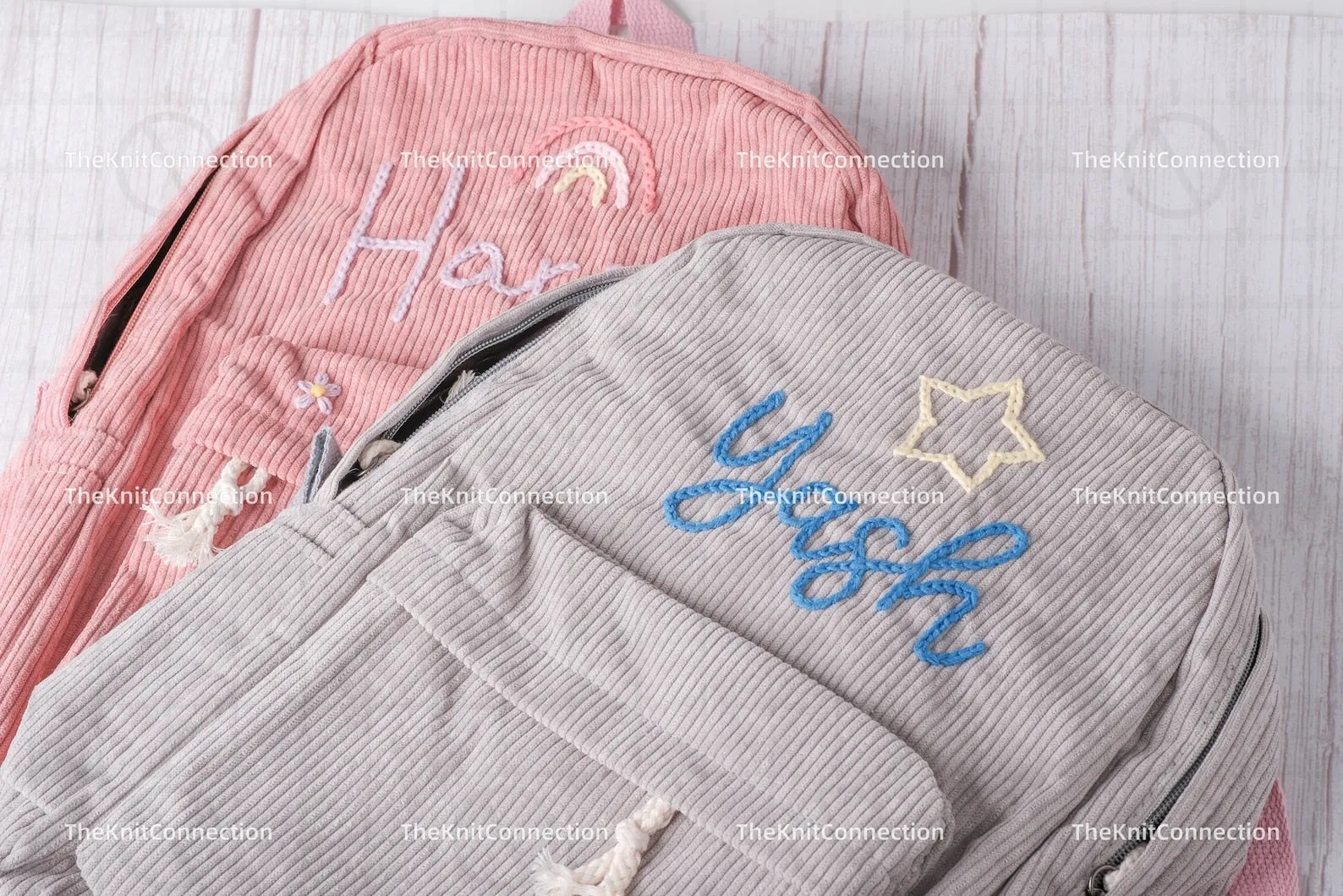 Personalized Corduroy Backpacks: Handmade School Bags with Custom Embroidery for Kids and Toddlers