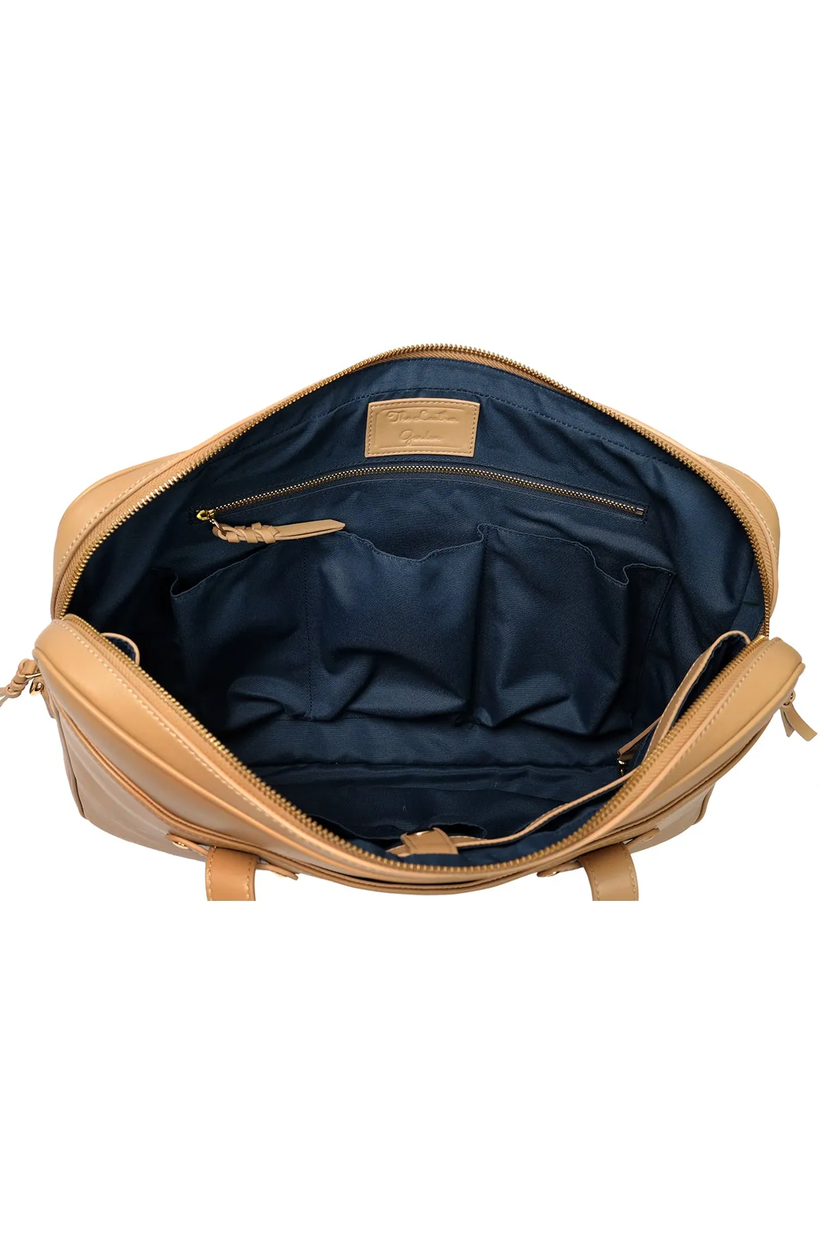 Petunia-Beige Leather Laptop Bag