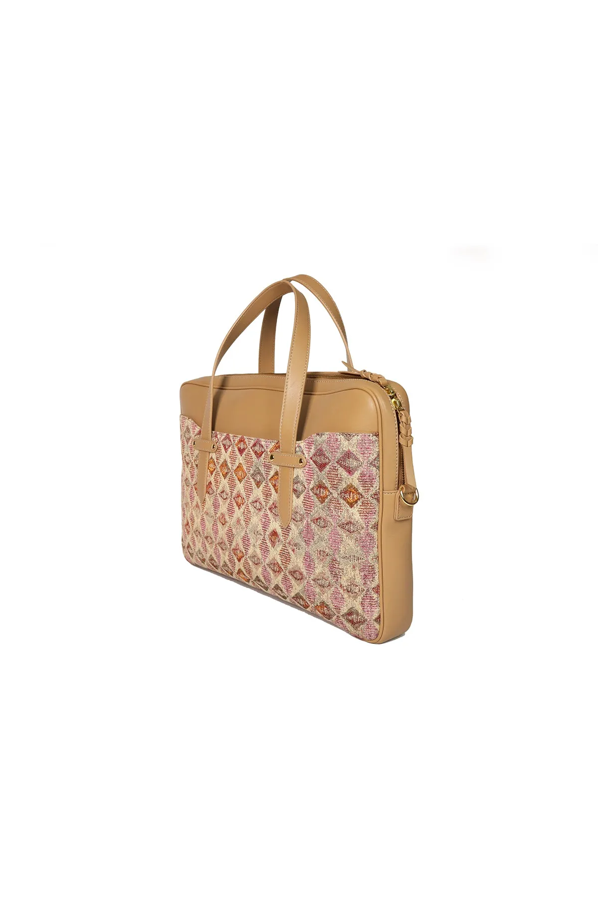 Petunia-Beige Leather Laptop Bag