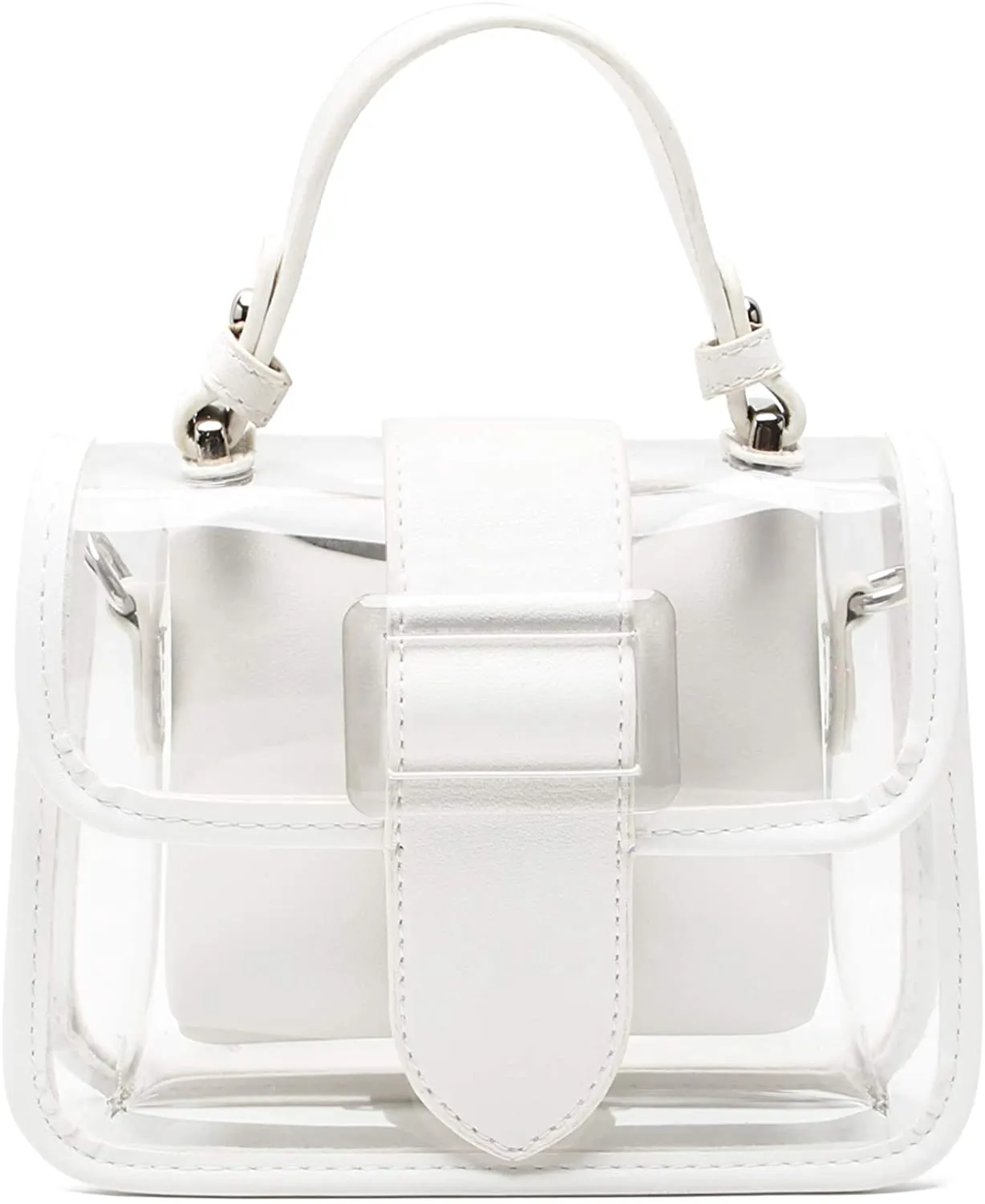 Pink Clear Shoulder Bag Purse 2 in 1 Transparent Crossbody Bag Jelly Handbag