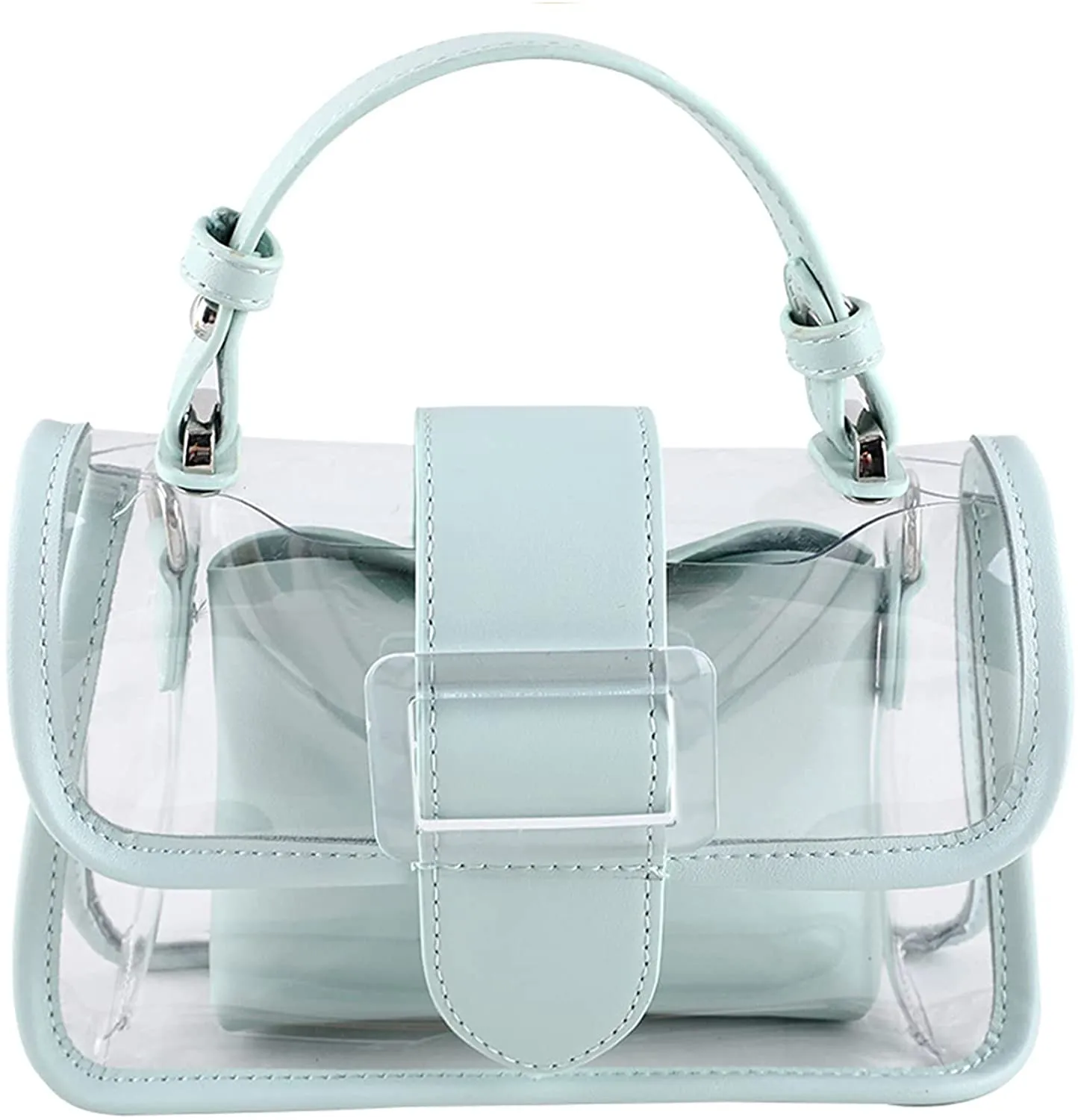 Pink Clear Shoulder Bag Purse 2 in 1 Transparent Crossbody Bag Jelly Handbag