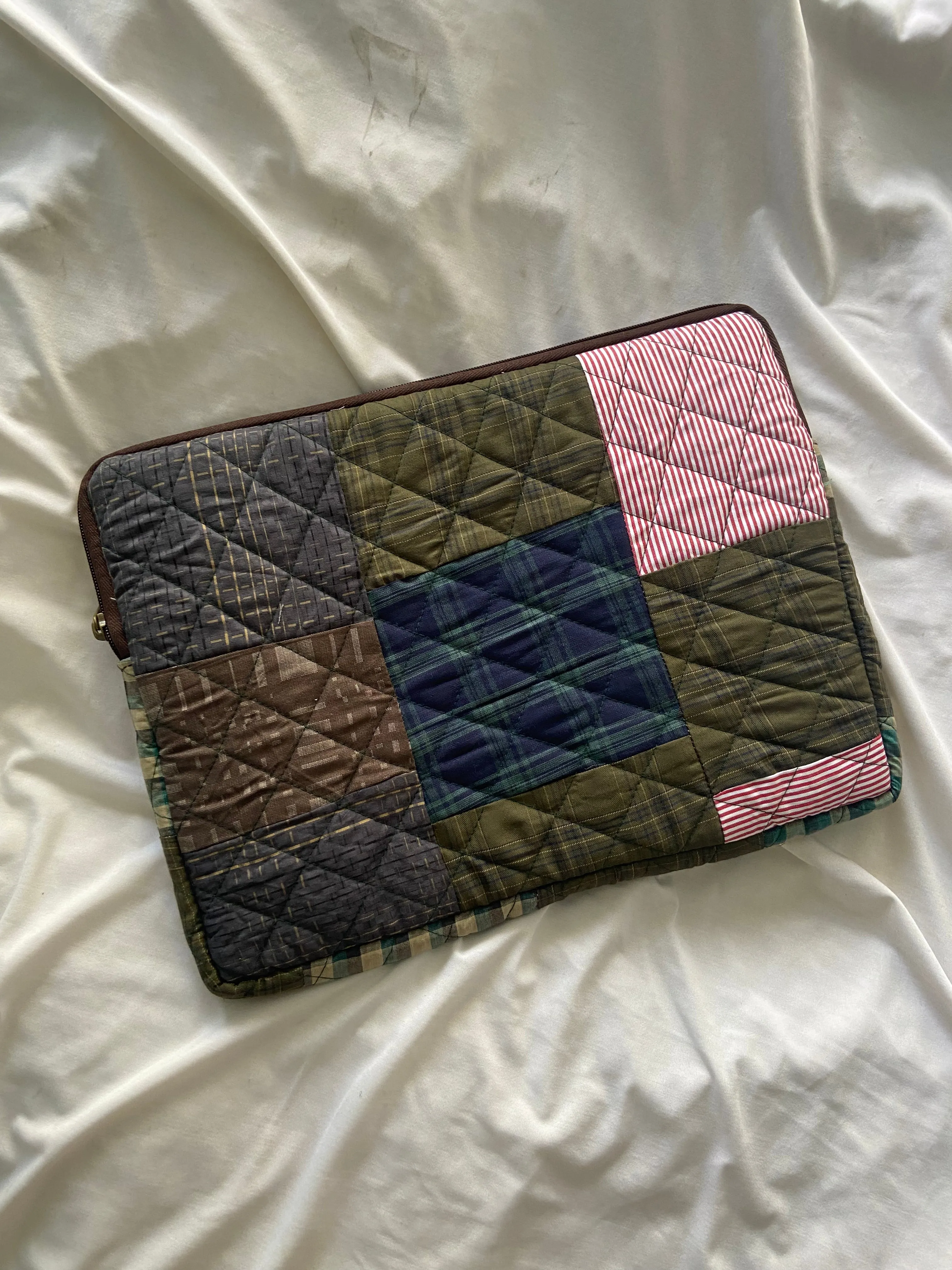 Plaids Stripes and Solids Patchwork Quilted Laptop Sleeve- 8 sizes available- Functional, Stylish