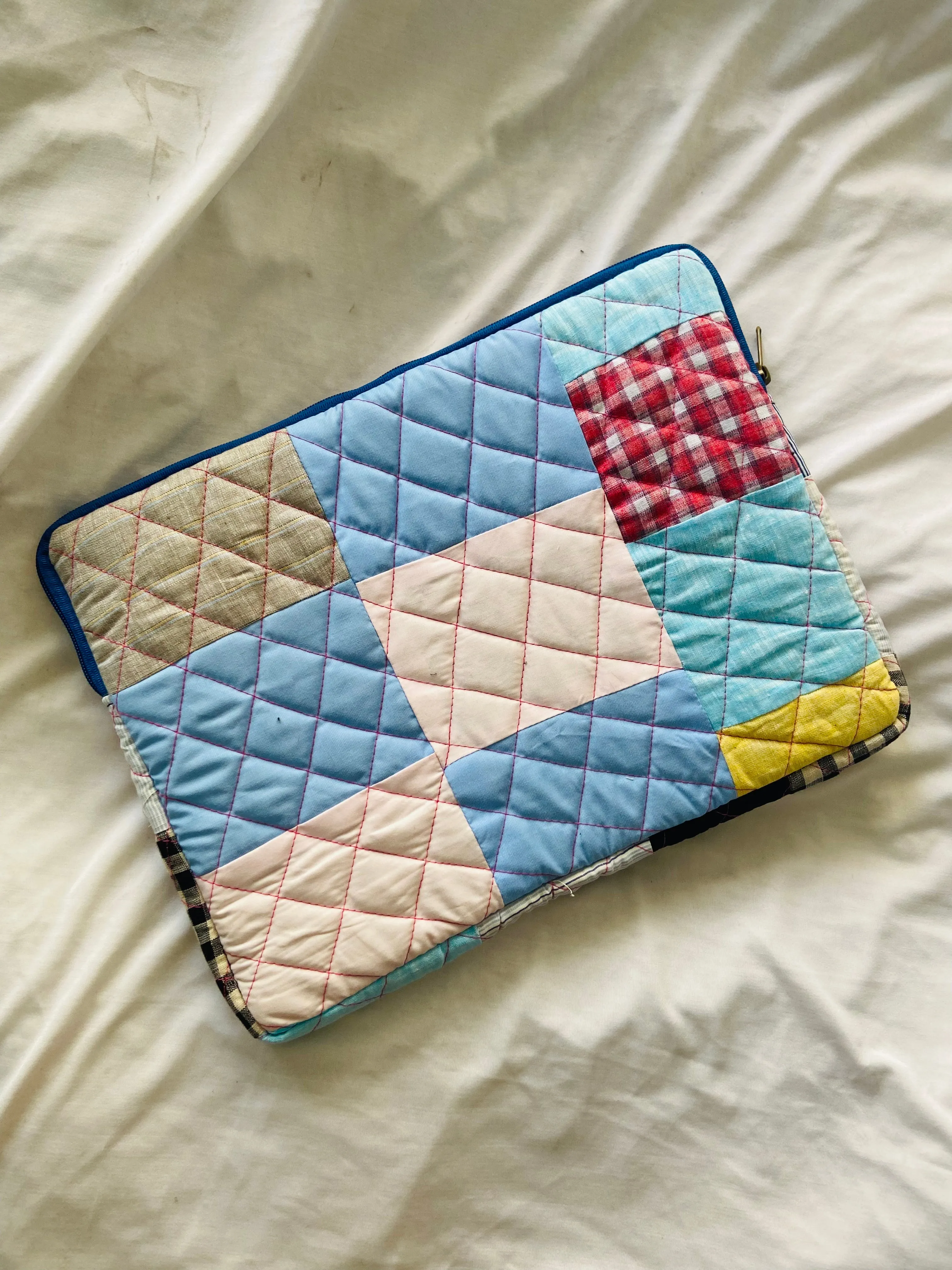 Plaids Stripes and Solids Patchwork Quilted Laptop Sleeve- 8 sizes available- Functional, Stylish
