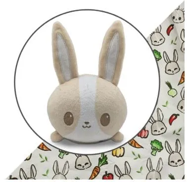 Plushie Tote Bag: Light Brown Bunnies & Veggies Tote Bag   Light Brown Bunny Plushie