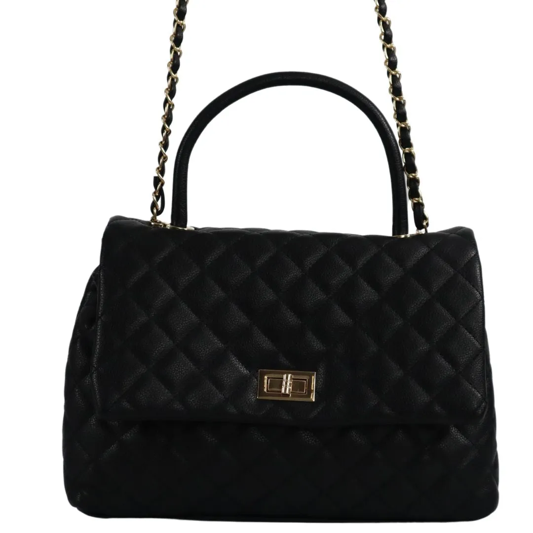 PMET2948 Black Quilted Shoulder Designer Purse