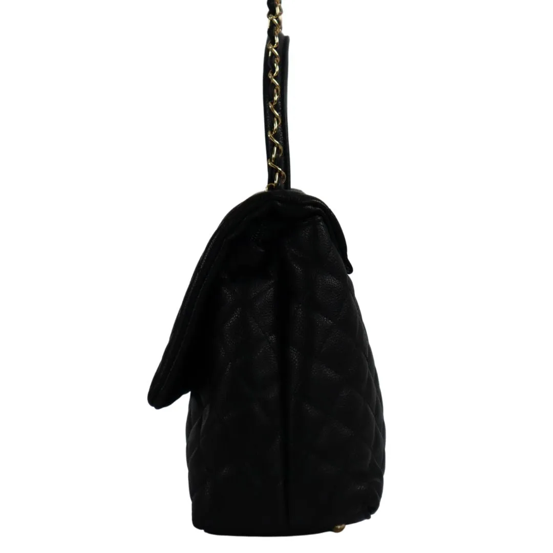 PMET2948 Black Quilted Shoulder Designer Purse