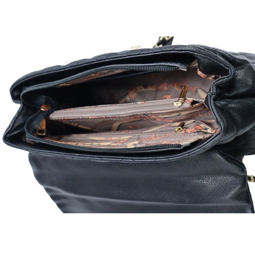 PMET2948 Black Quilted Shoulder Designer Purse