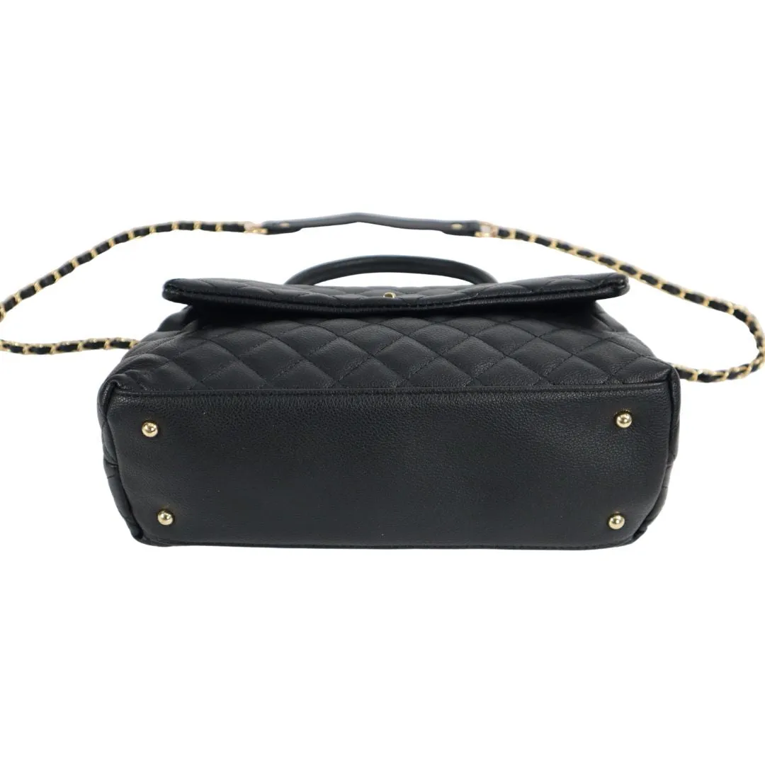 PMET2948 Black Quilted Shoulder Designer Purse