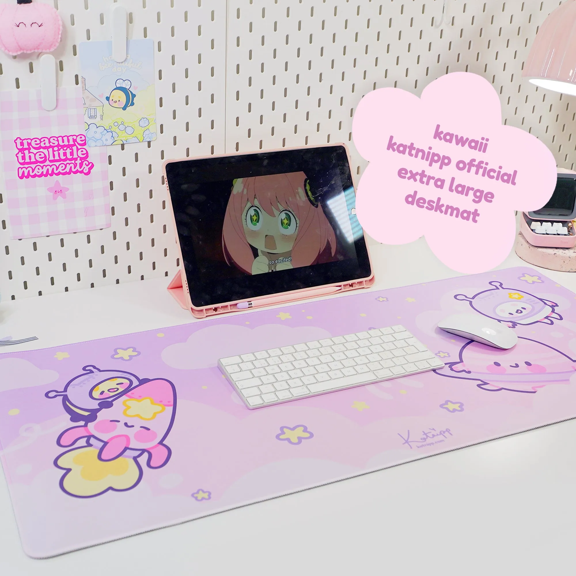 Pocket Planets Space Desk Mat | Katnipp Cosmic Mouse Pad | Kawaii Gaming Desk Decor | Katnipp Studios Desk Mat